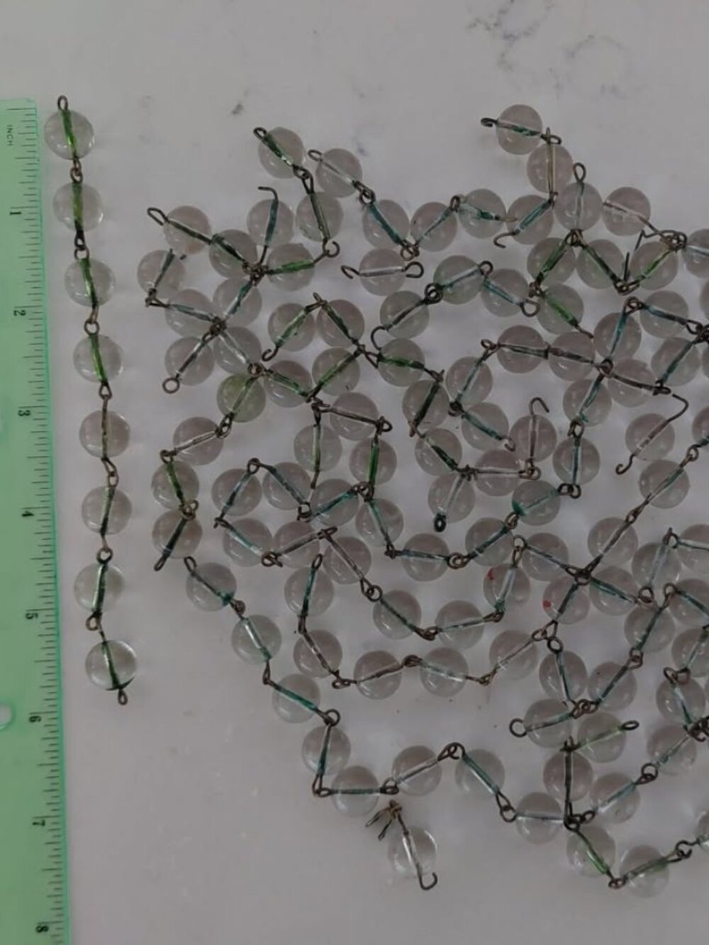 Vintage Clear Glass Crystal Chandelier Prism Strand Round Beads Parts Lot